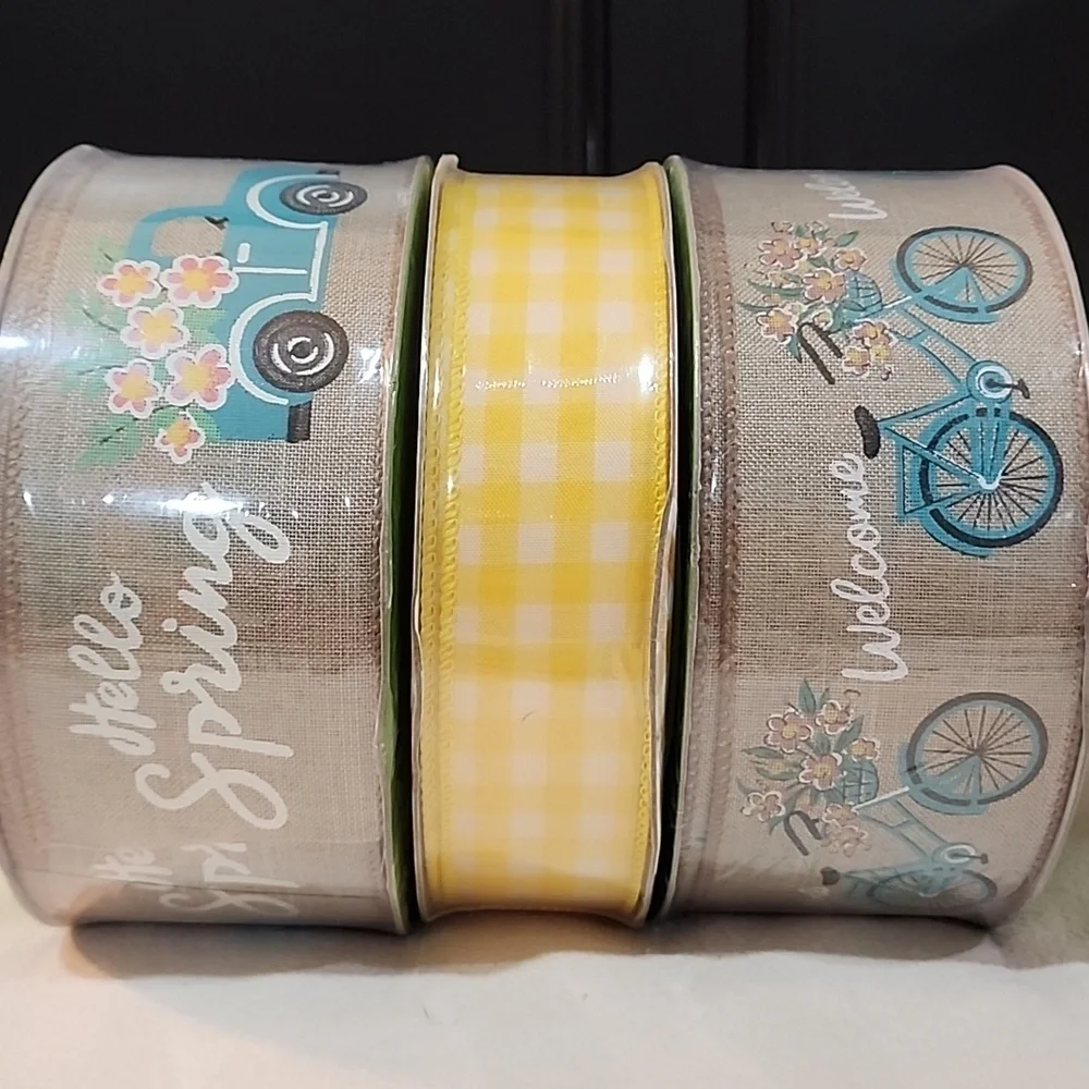 NEW 3 Rolls Spring Member's Mark Premium Wire-Edged Ribbon 150 yards total